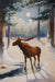 "Moonlight Moose" By A. Wyss, Fine Art, Painting, Wildlife