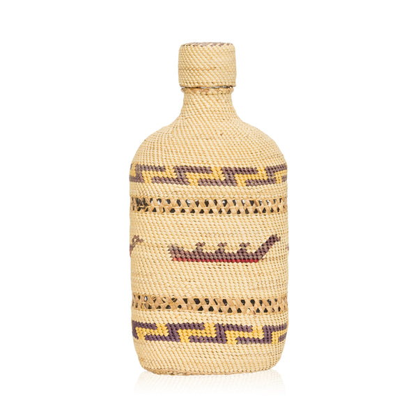 Nootka Basketry Jar, Native, Basketry, Vertical