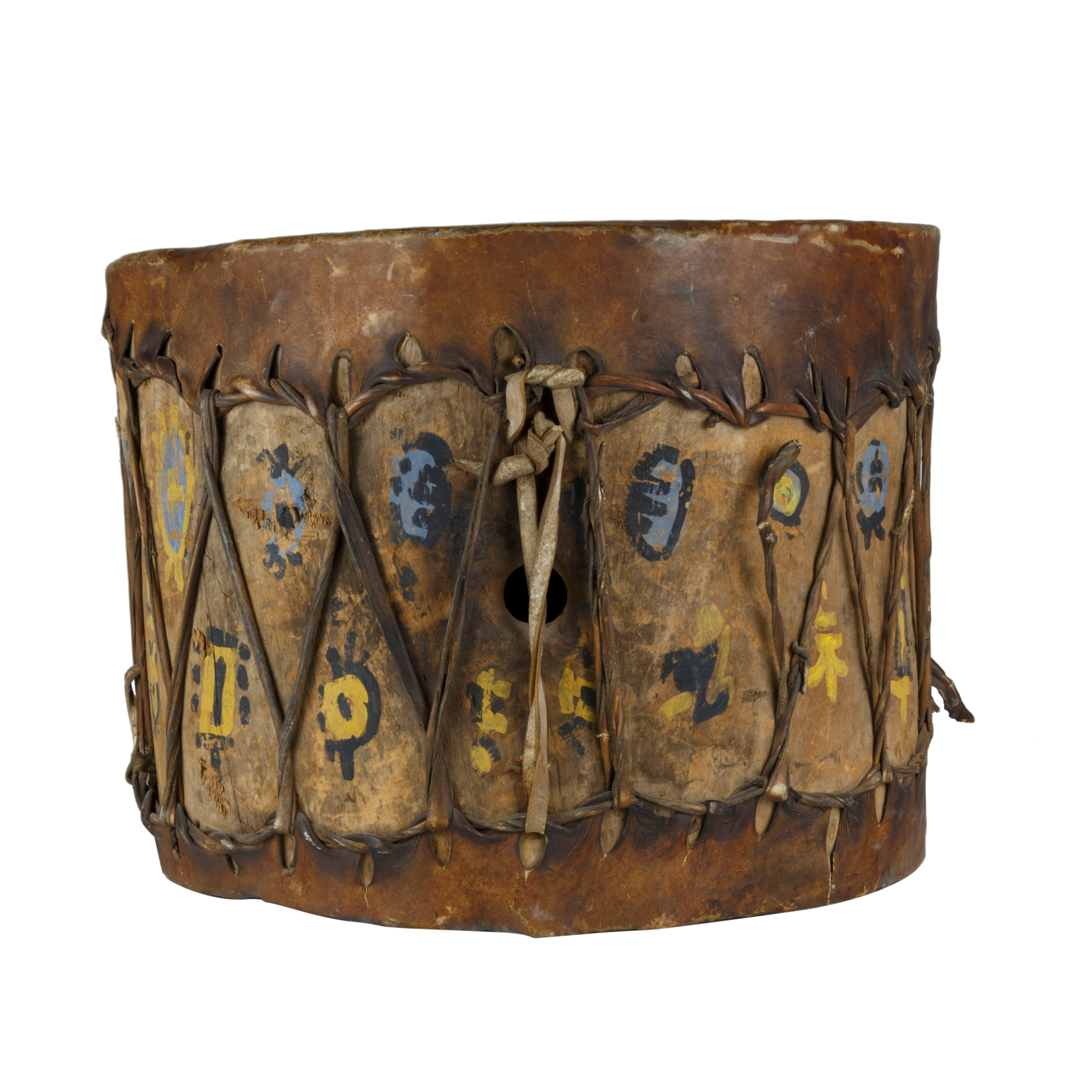Pueblo Indian Cottonwood Trunk Drum, Native, Music Instrument, Drum