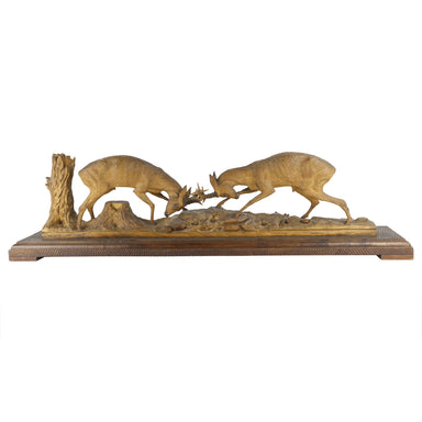 "Antlers Clash" Black Forest Mantle Carving, Furnishings, Black Forest, Figure