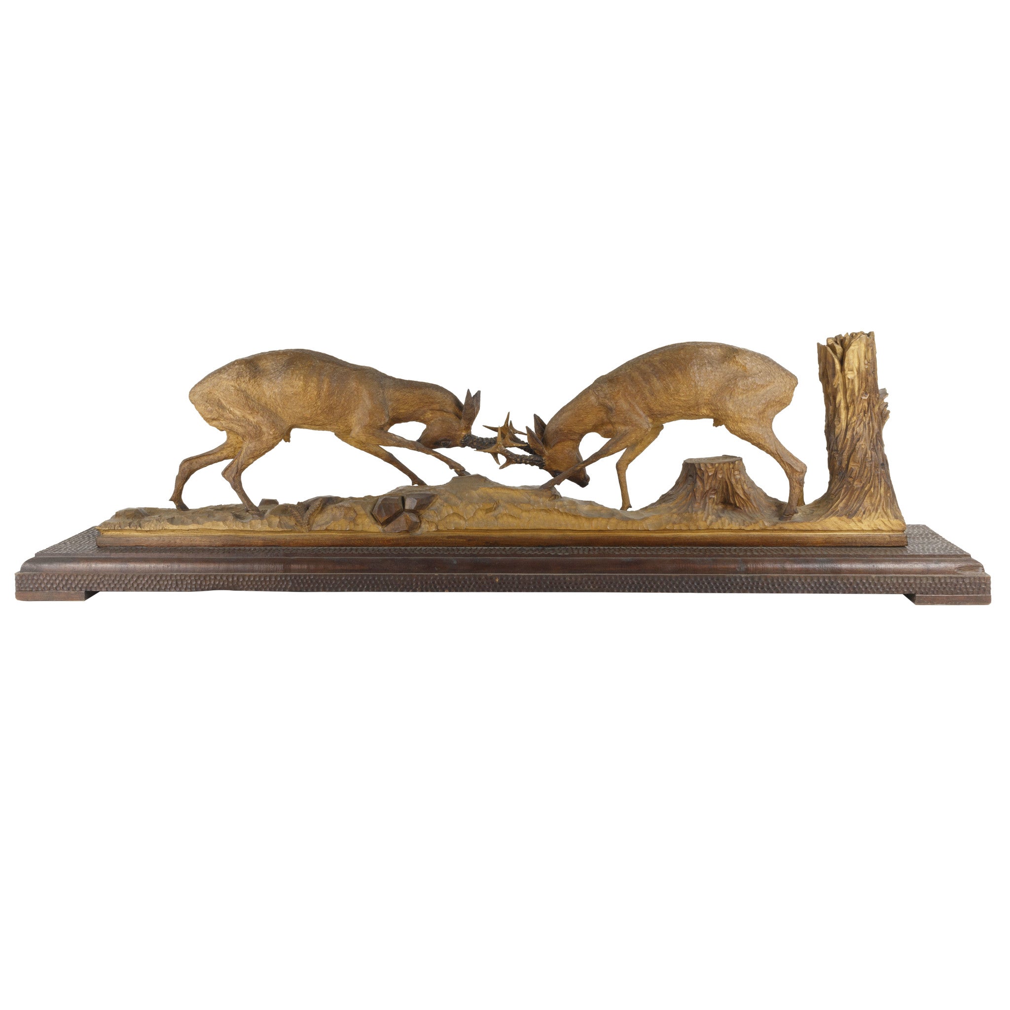 "Antlers Clash" Black Forest Mantle Carving