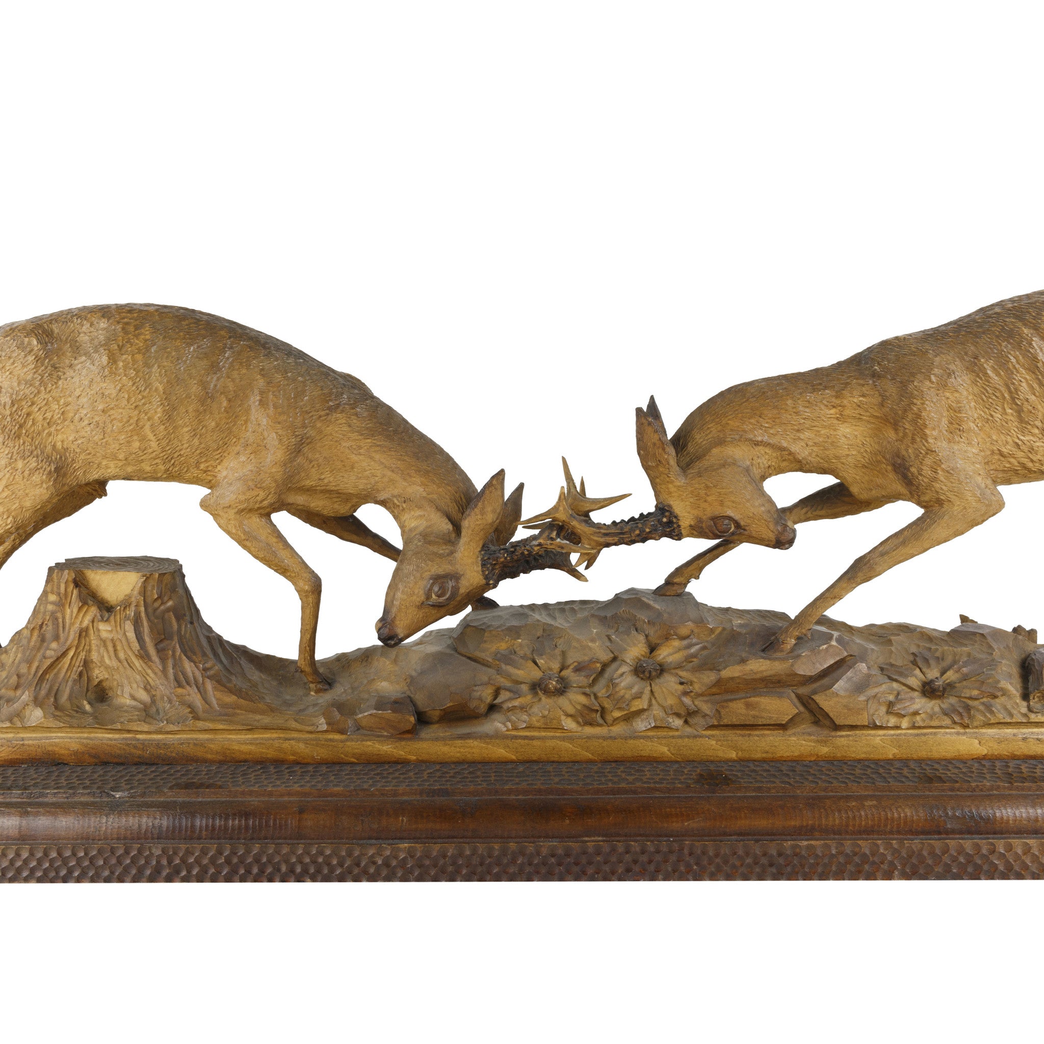 "Antlers Clash" Black Forest Mantle Carving