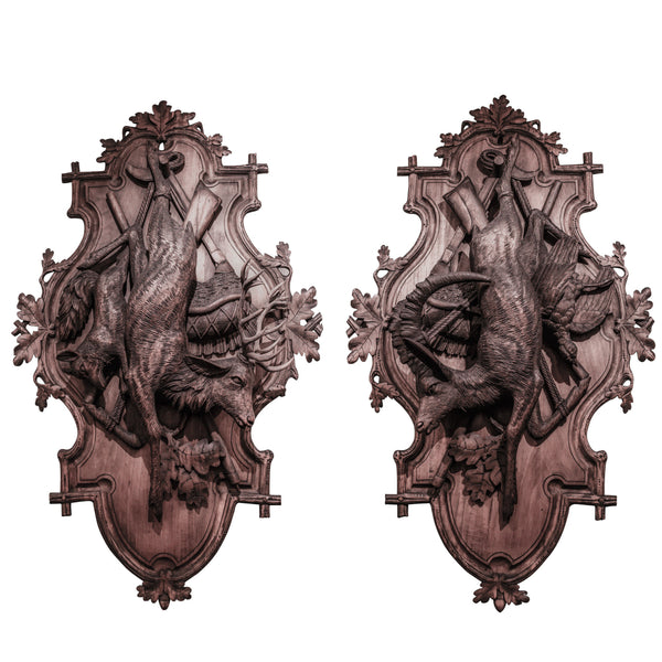 Black Forest Carved Hanging Game Plaques, Furnishings, Black Forest, Plaque
