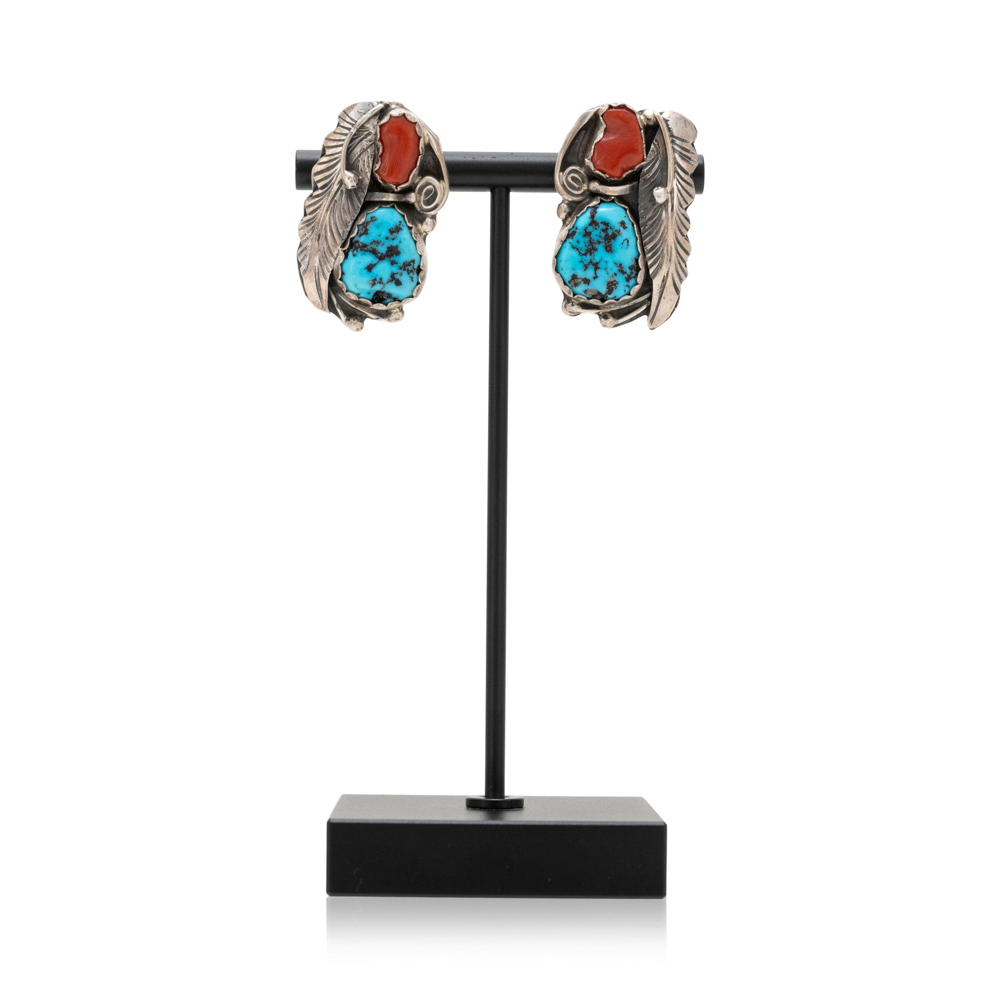 Navajo Coral and Turquoise Earrings