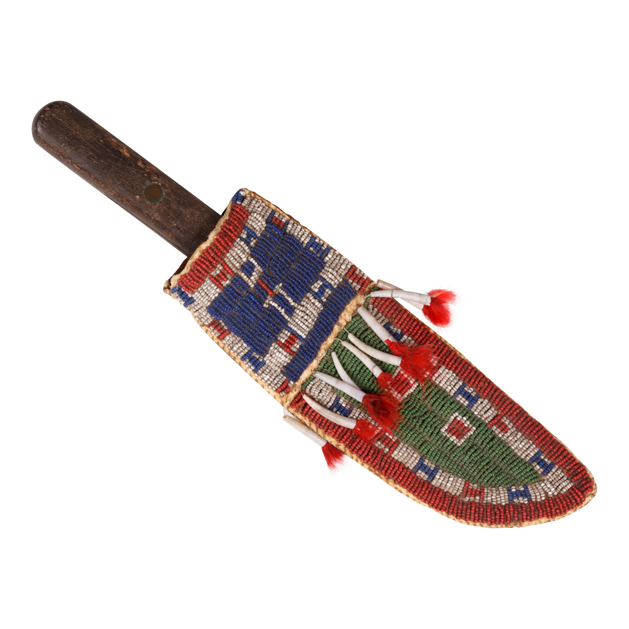Sioux Knife Sheath with Dentalia Shell Drops, Native, Weapon, Knife Sheath