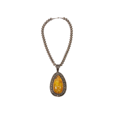 Large Navajo Amber Pendant Necklace, Jewelry, Necklace, Native