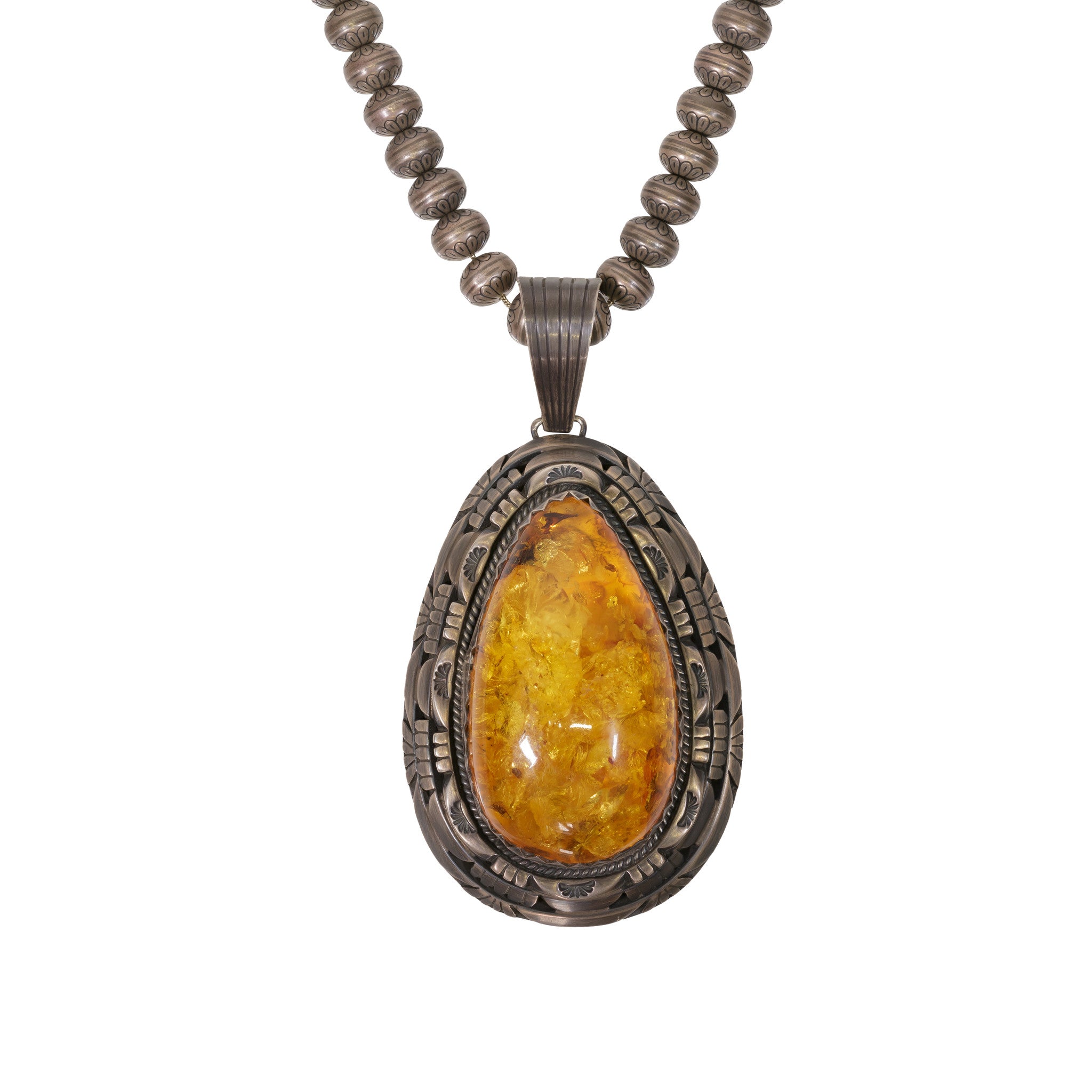 Large Amber Pendant Necklace