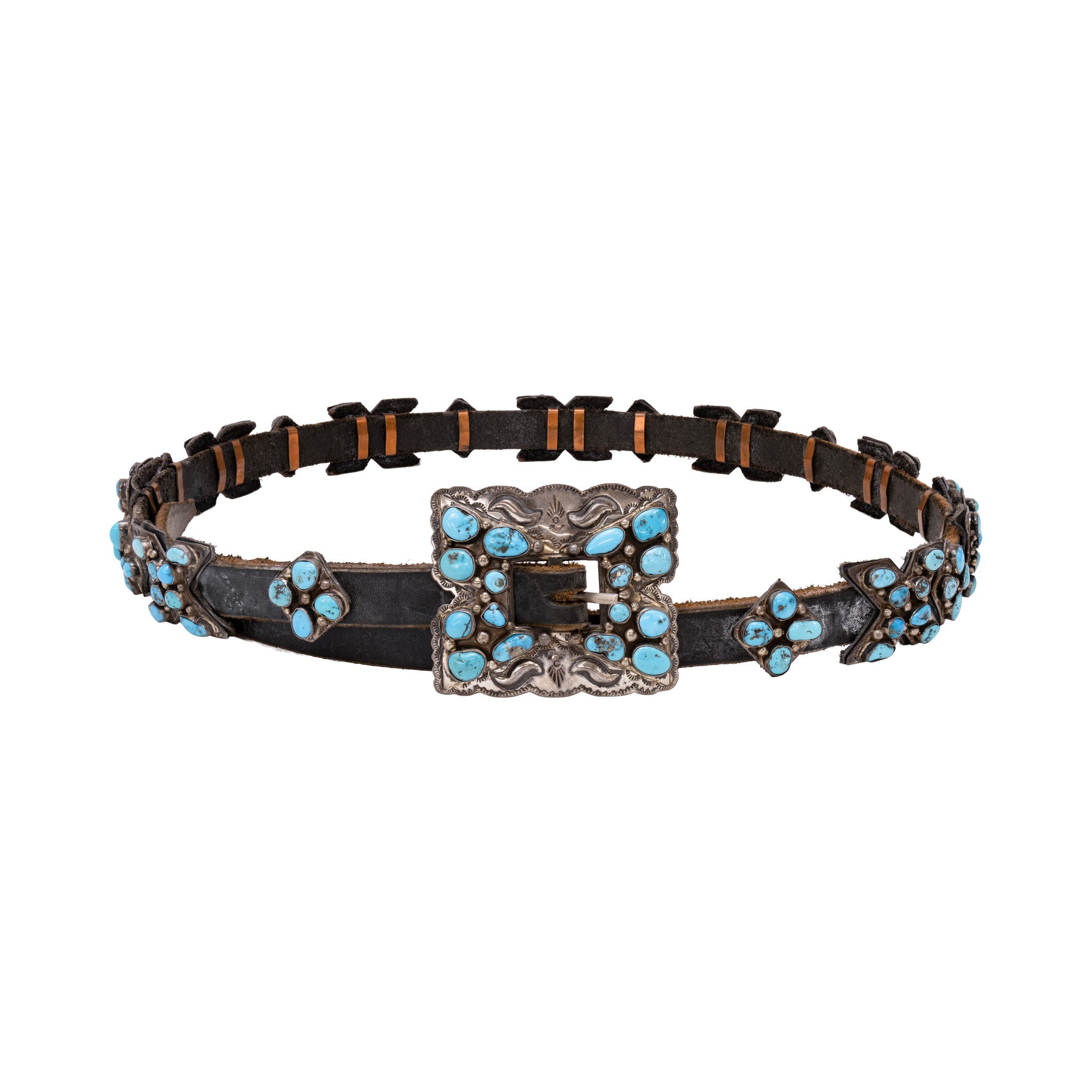 Navajo Concho Belt with "X's", Jewelry, Belt, Native