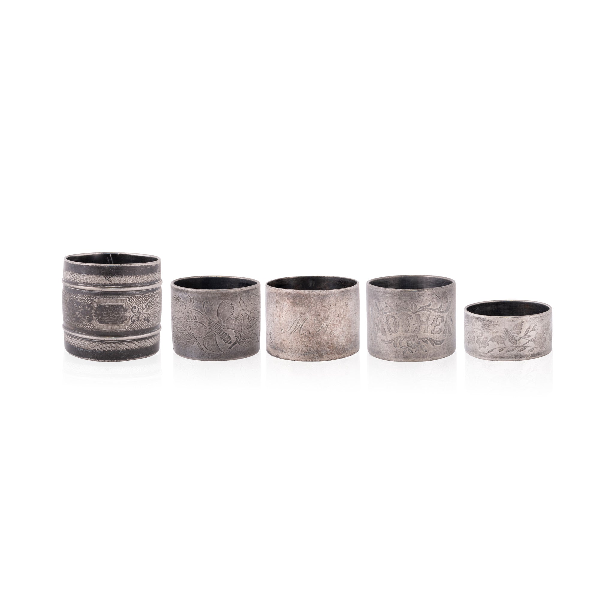 Five Pewter Napkin Rings, Furnishings, Dining, Serveware