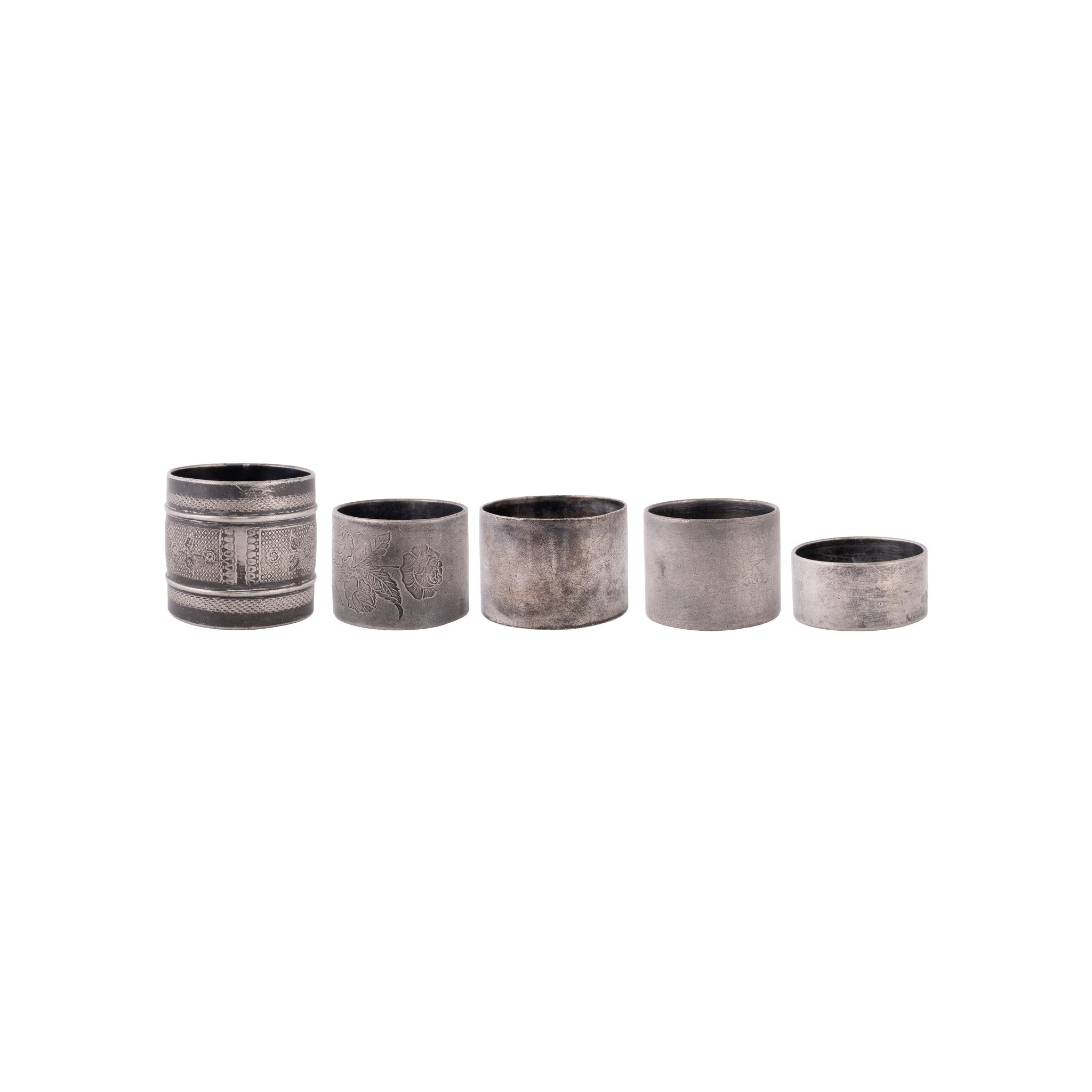 Five Pewter Napkin Rings