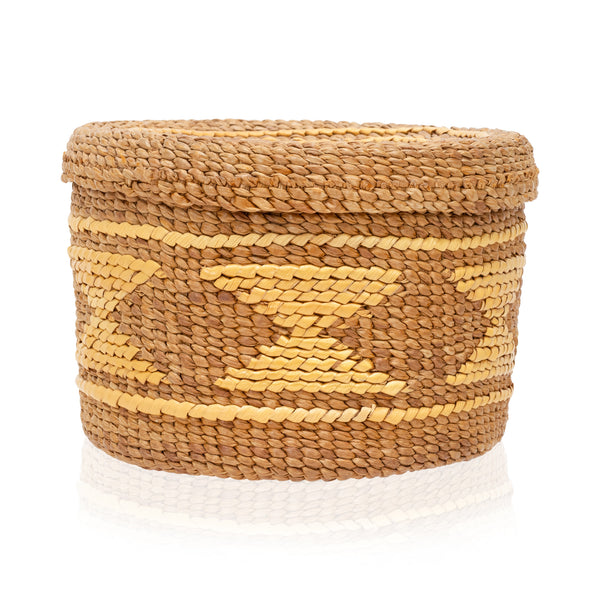 Tsimishian Lidded Basket, Native, Basketry, Vertical