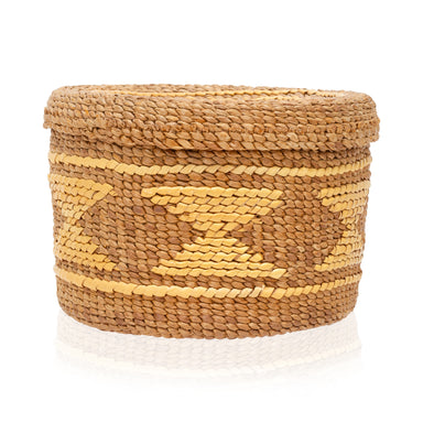 Tsimishian Lidded Basket, Native, Basketry, Vertical