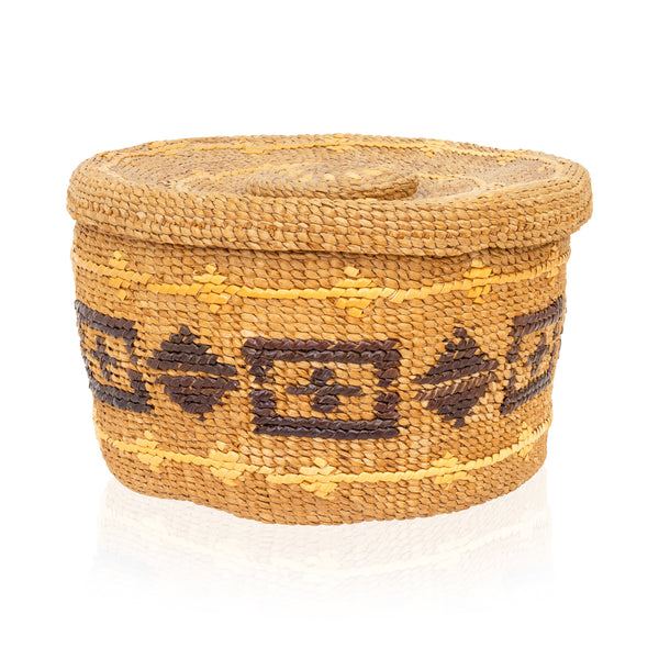 Tsimishian Lidded Basket, Native, Basketry, Vertical