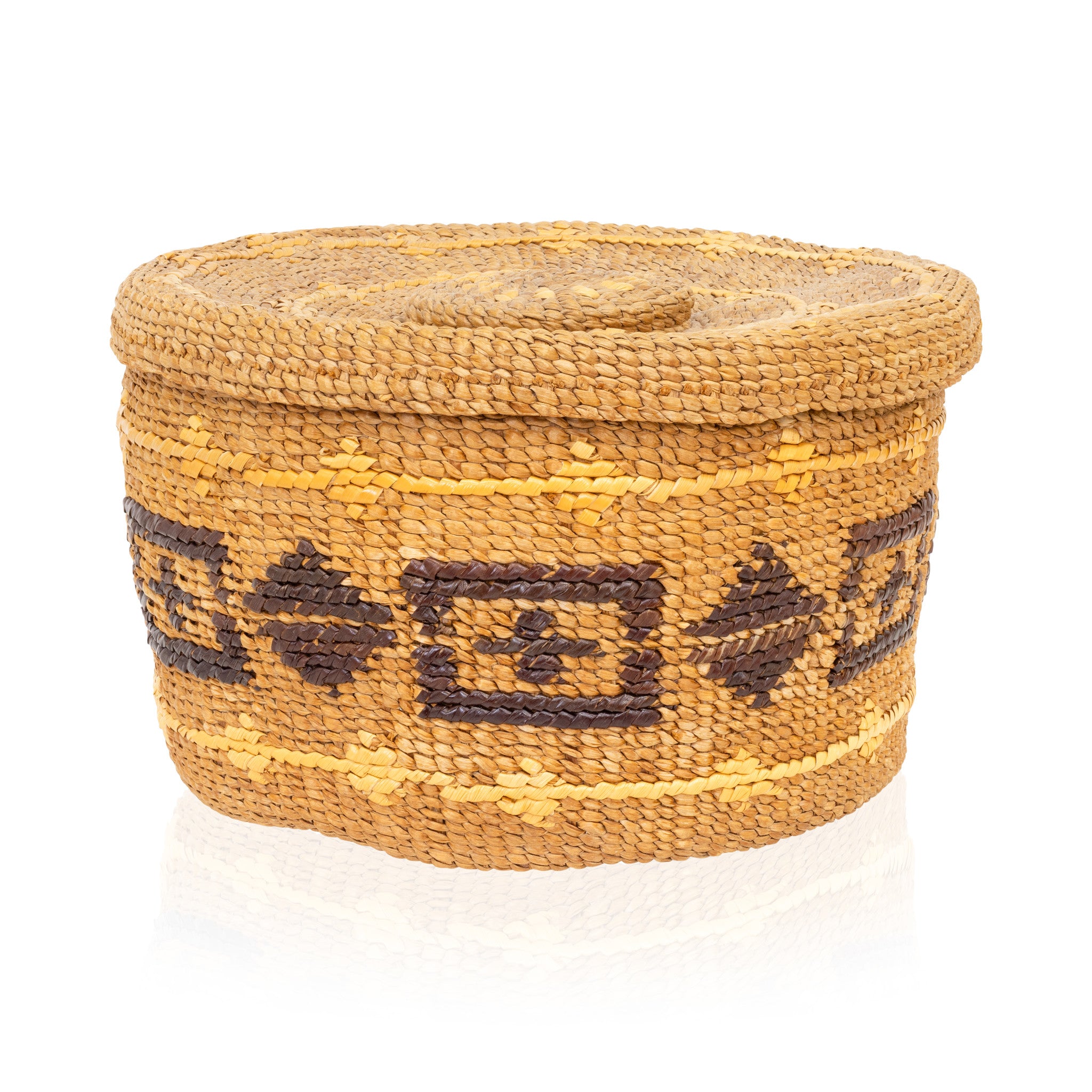 Tsimishian Lidded Basket, Native, Basketry, Vertical
