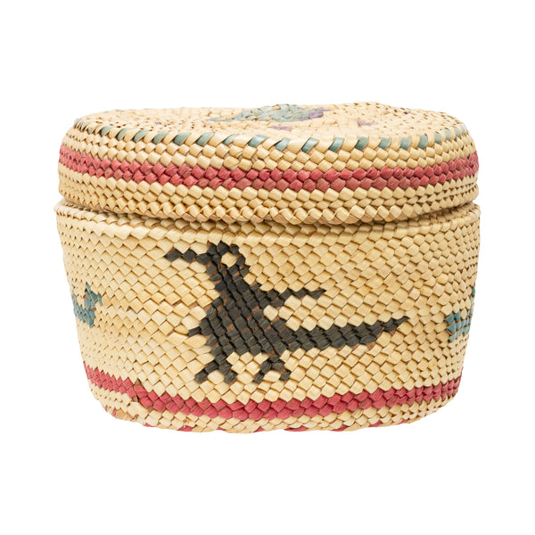 Makah Lidded Basket, Native, Basketry, Vertical