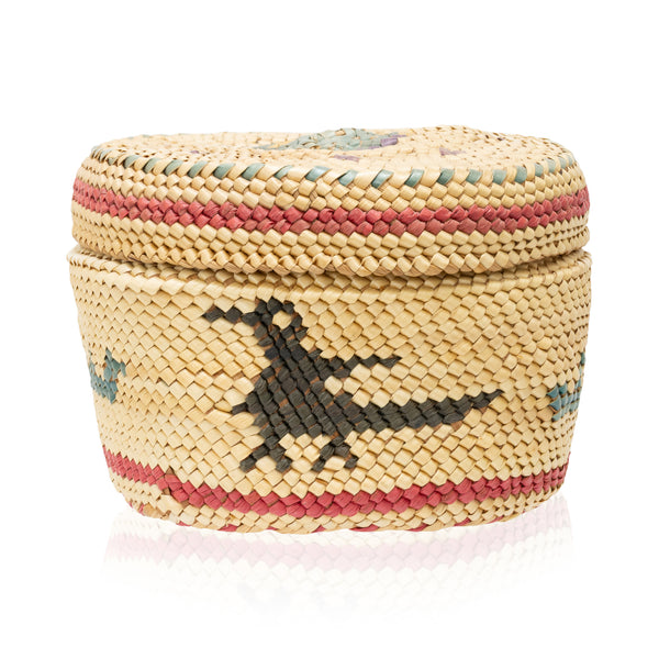 Makah Lidded Basket, Native, Basketry, Vertical