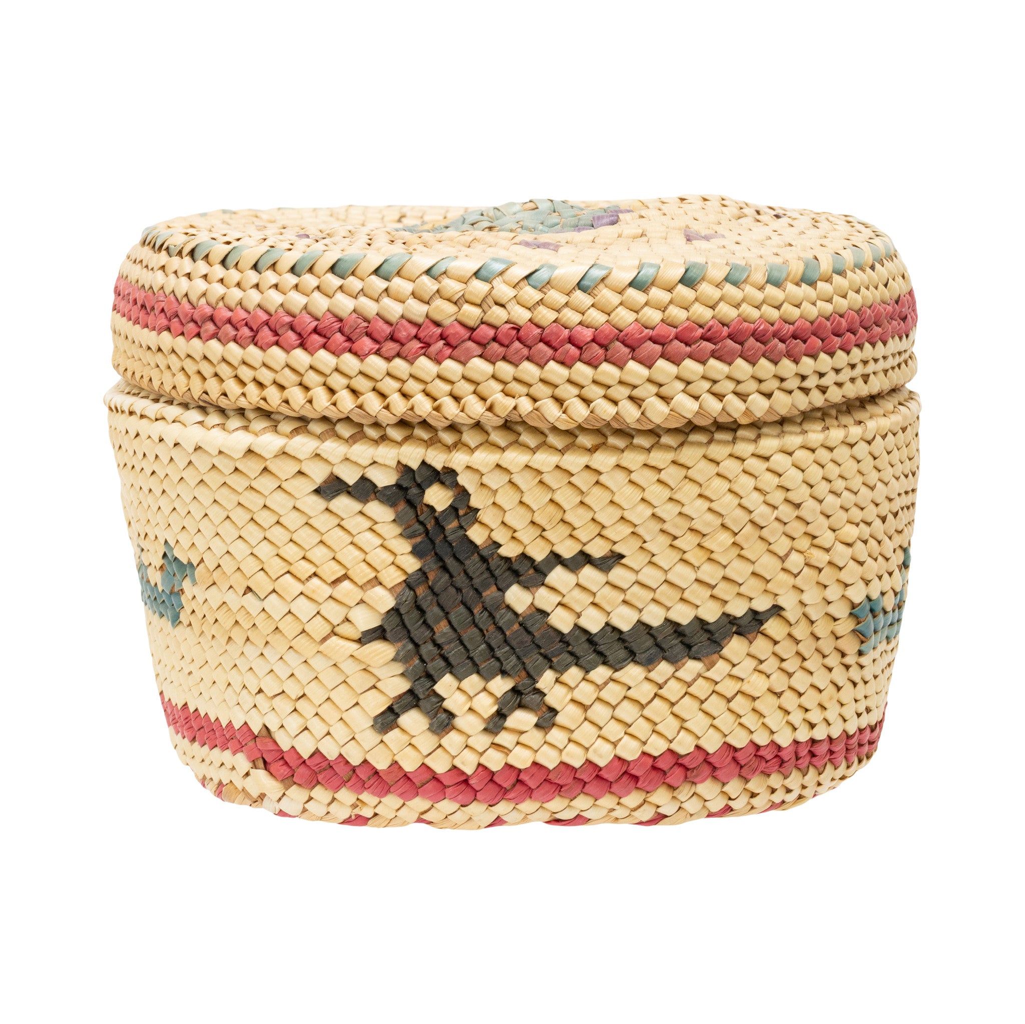 Makah Lidded Basket, Native, Basketry, Vertical