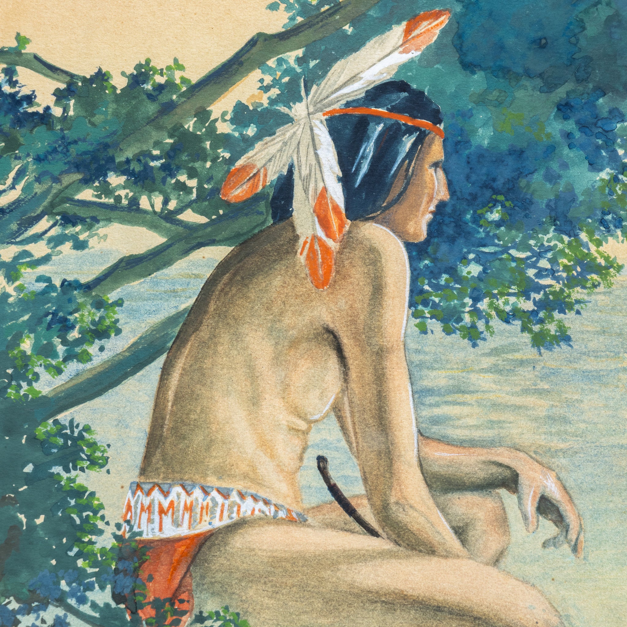 Woodland Lake Scene Watercolors