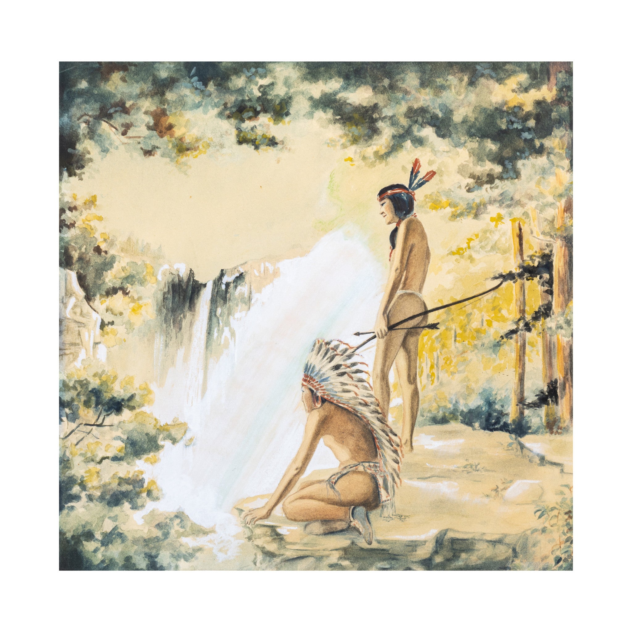 Woodland Lake Scene Watercolors
