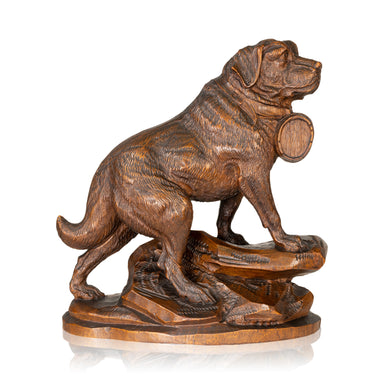 Black Forest Carved Saint Bernard, Furnishings, Black Forest, Figure