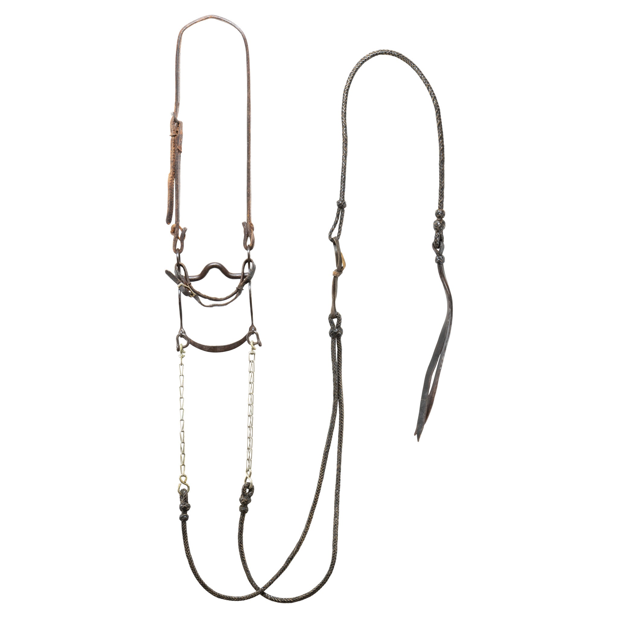Leather Braided Headstall with Crockett Bit, Western, Horse Gear, Headstall
