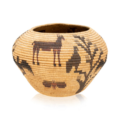 Pictorial Washoe Basket, Native, Basketry, Vertical