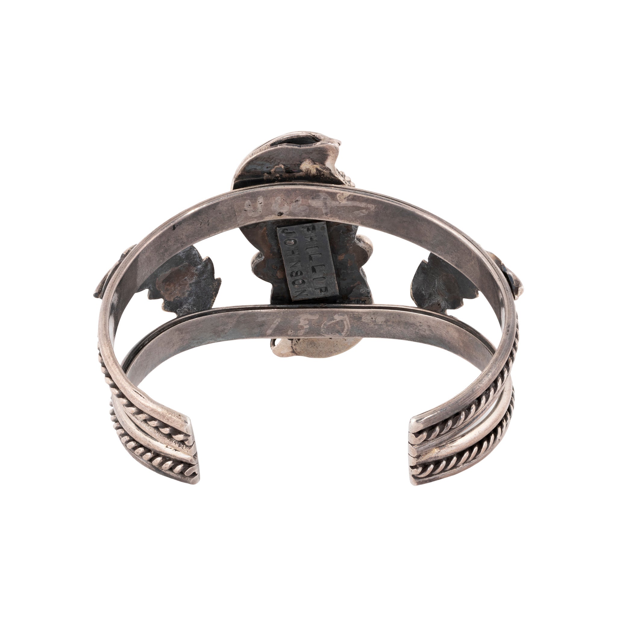 NavajoTwo Stone Bracelet with Silver Leaves