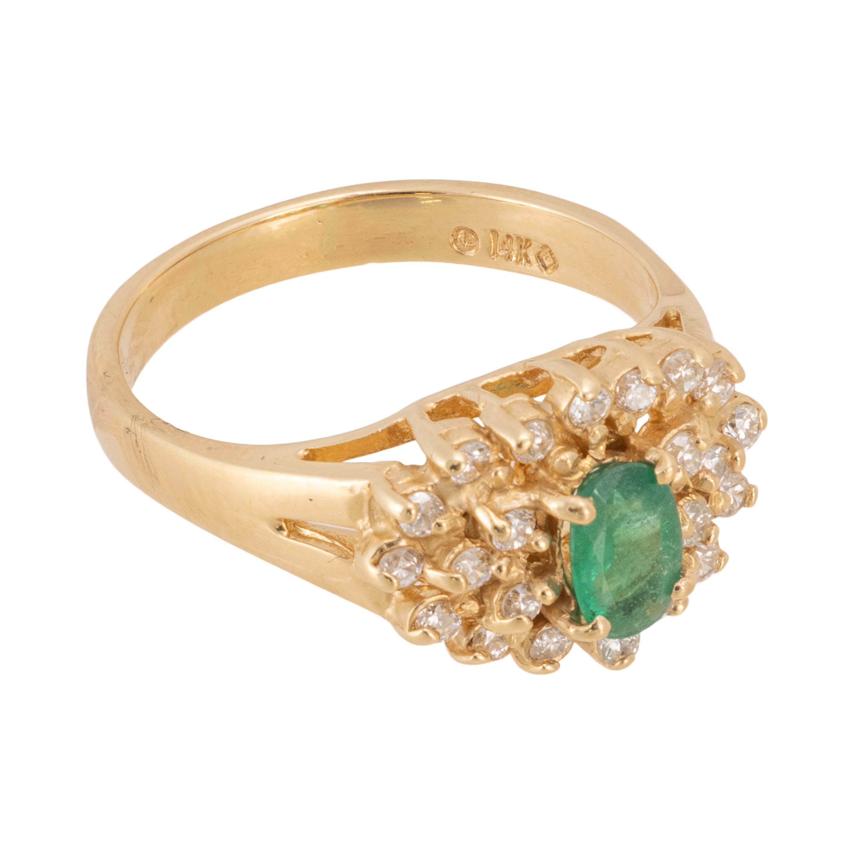 14k Gold Diamond and Emerald Ring, Jewelry, Ring, Estate