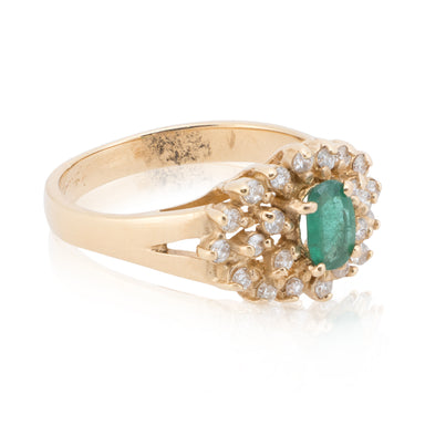 14k Gold Diamond and Emerald Ring, Jewelry, Ring, Estate
