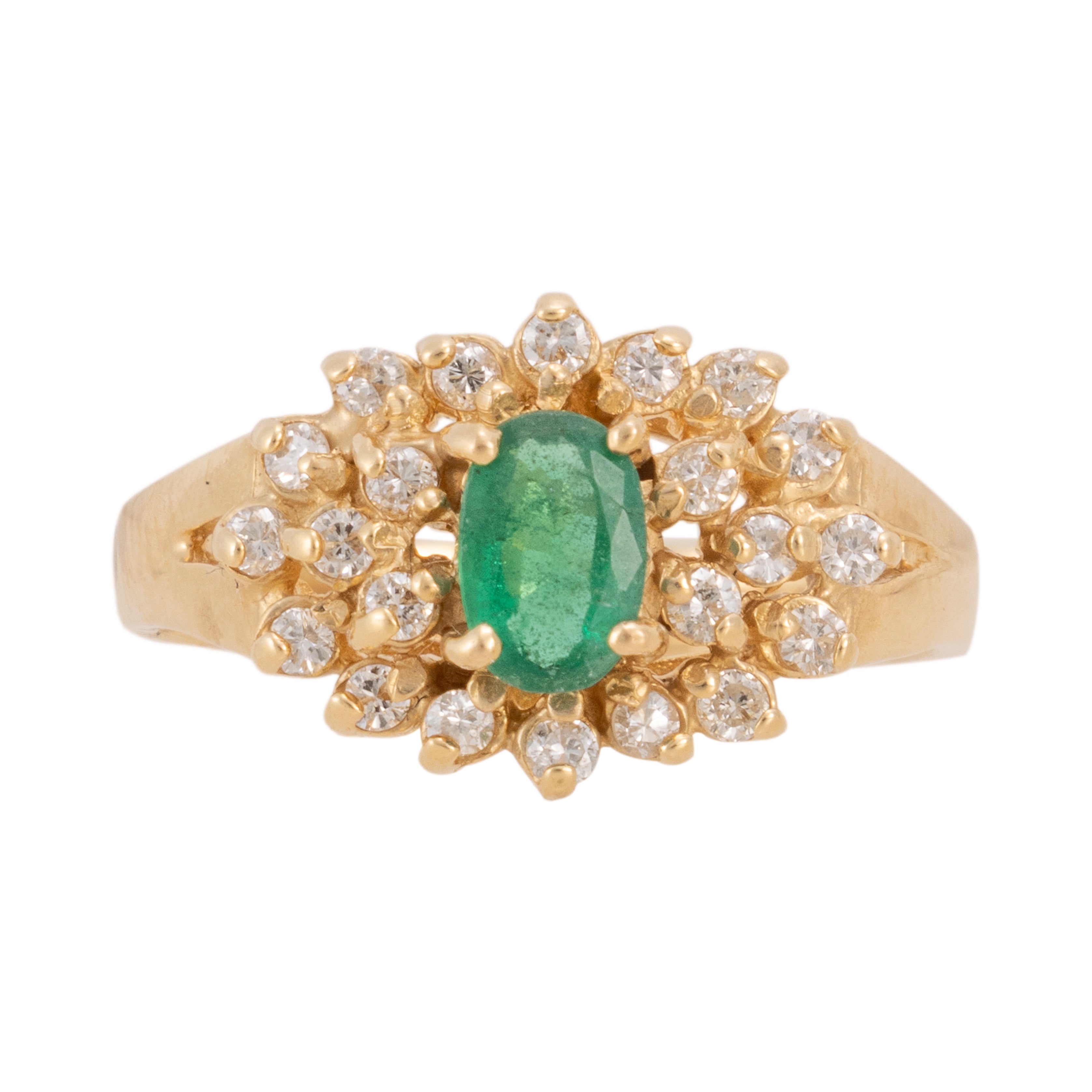14k Gold Diamond and Emerald Ring