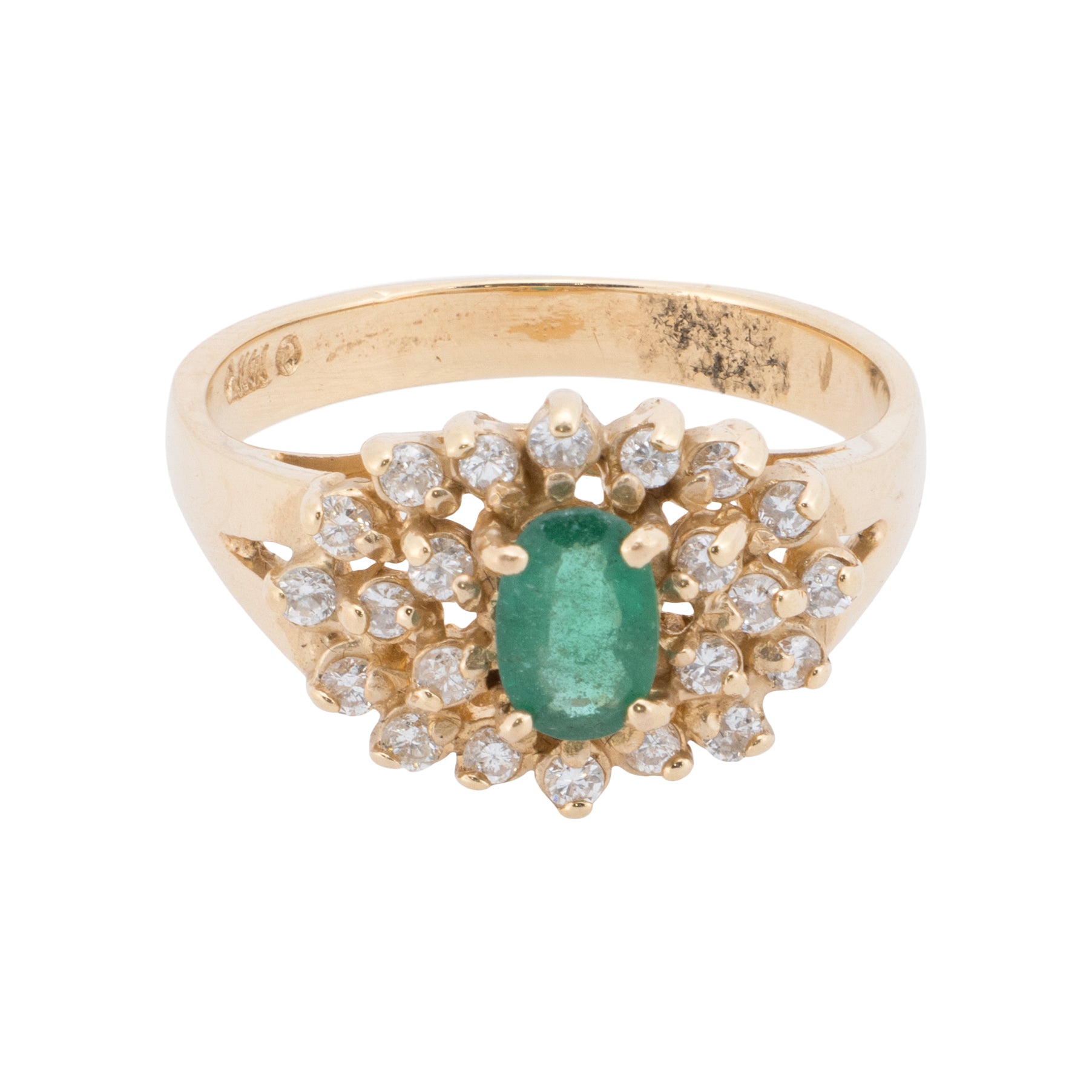 14k Gold Diamond and Emerald Ring