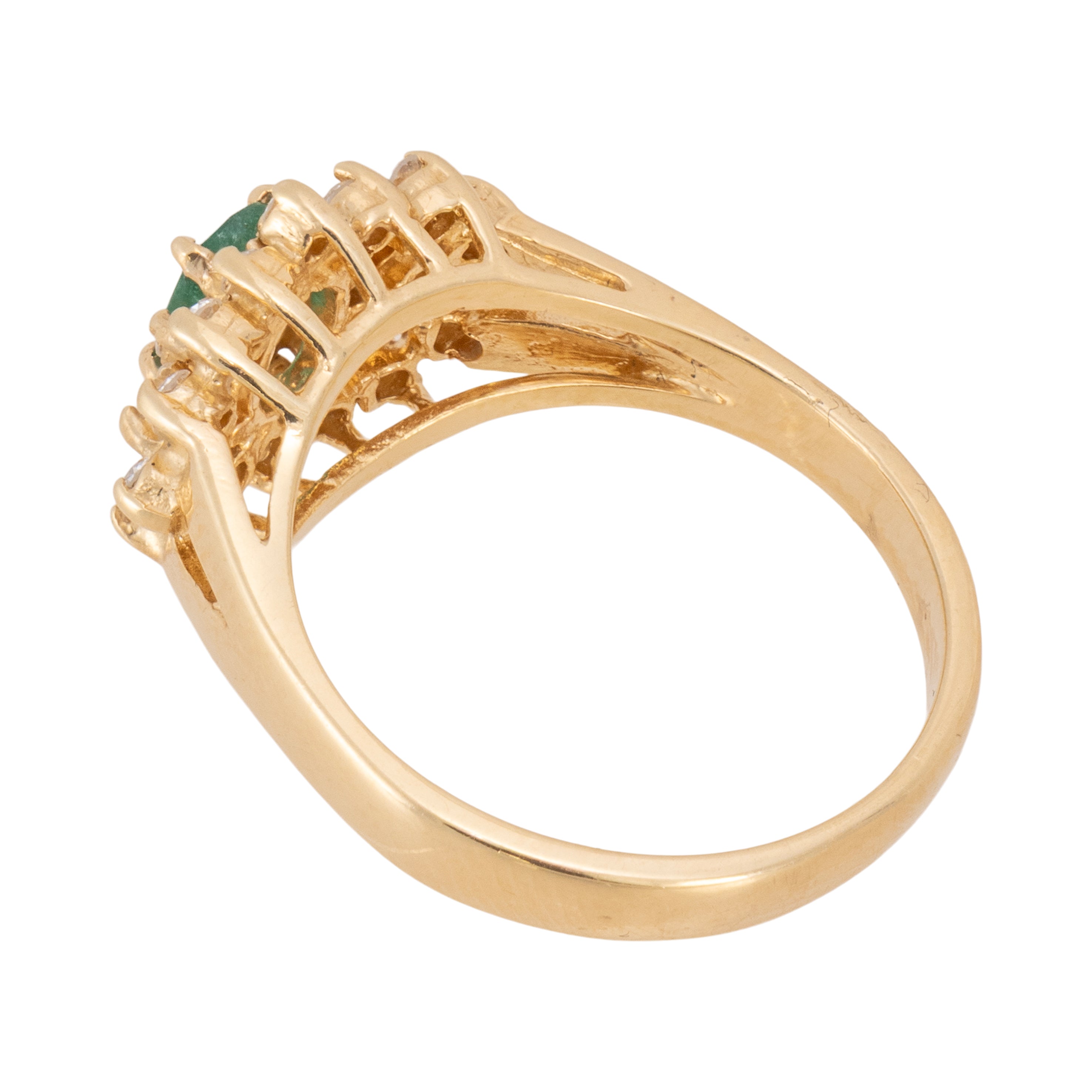 14k Gold Diamond and Emerald Ring
