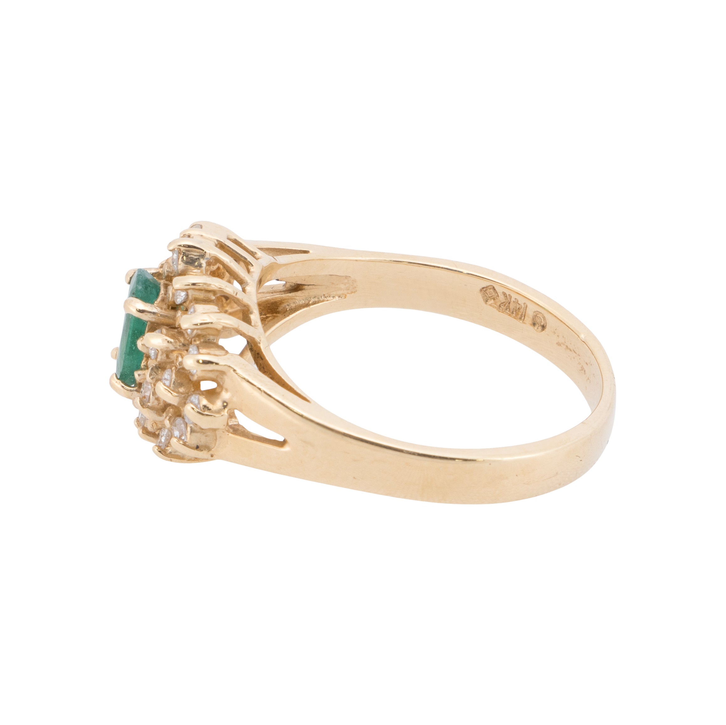 14k Gold Diamond and Emerald Ring