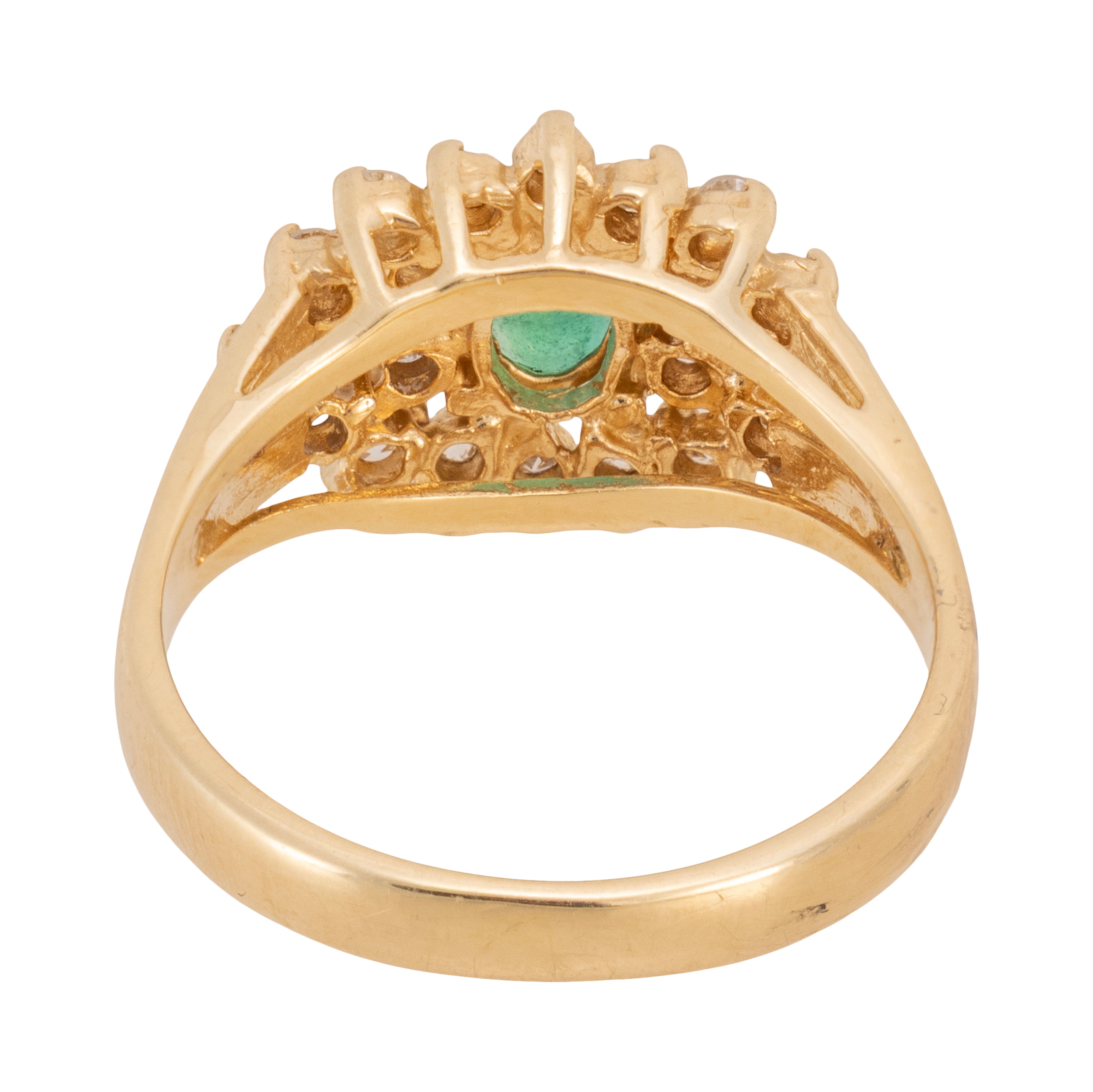 14k Gold Diamond and Emerald Ring