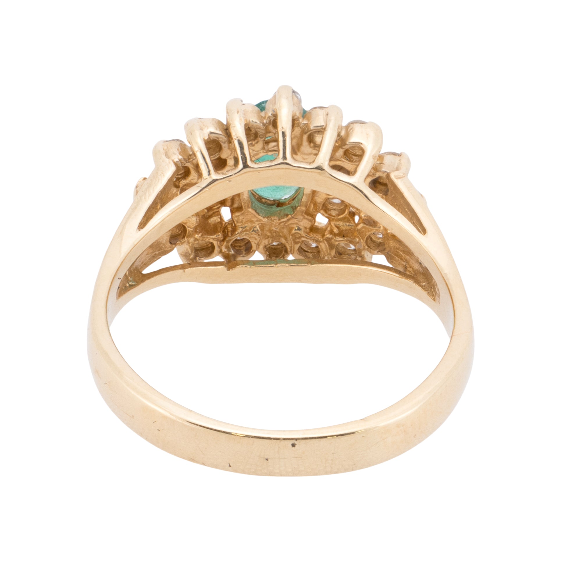 14k Gold Diamond and Emerald Ring