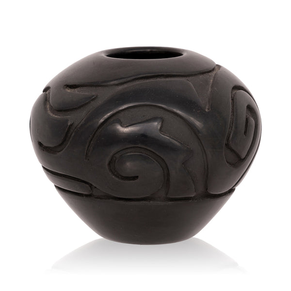 Stella Chavarria Black Ware Seed Jar, Native, Pottery, Historic