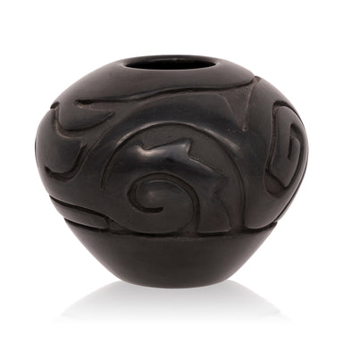 Stella Chavarria Black Ware Seed Jar, Native, Pottery, Historic