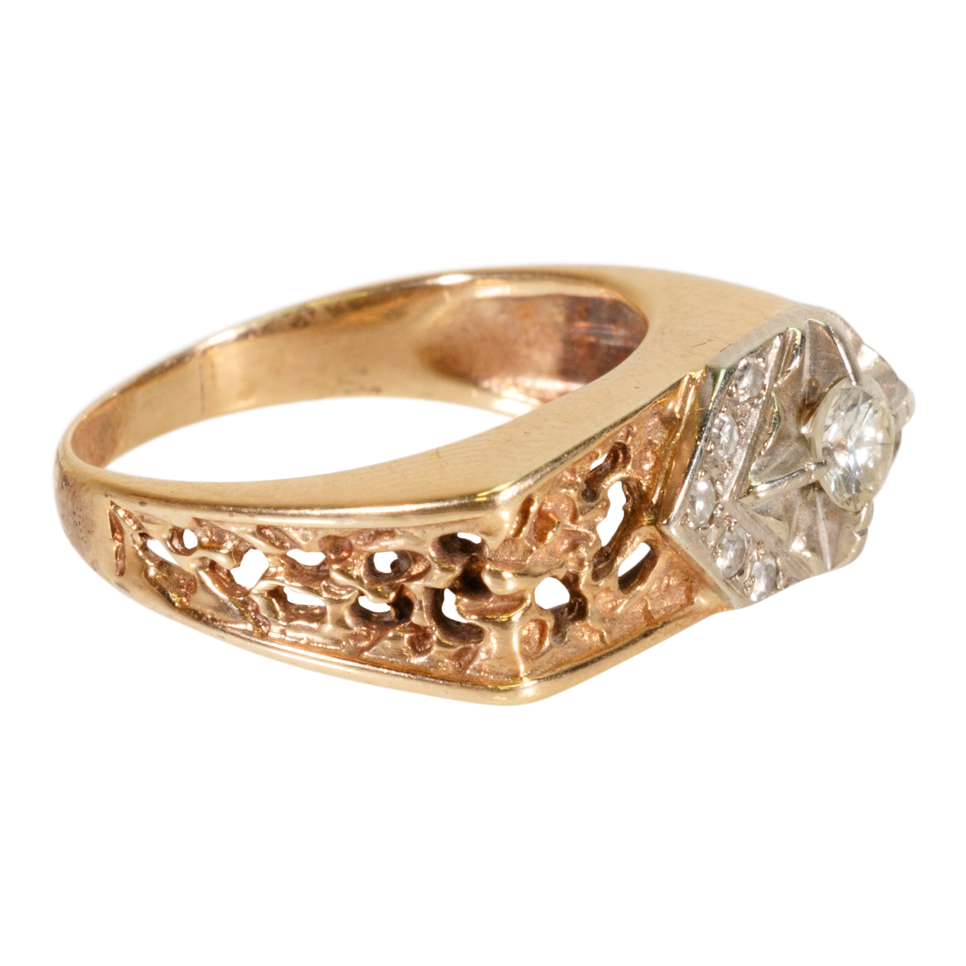 Asymmetrical Gold and Diamond Ring