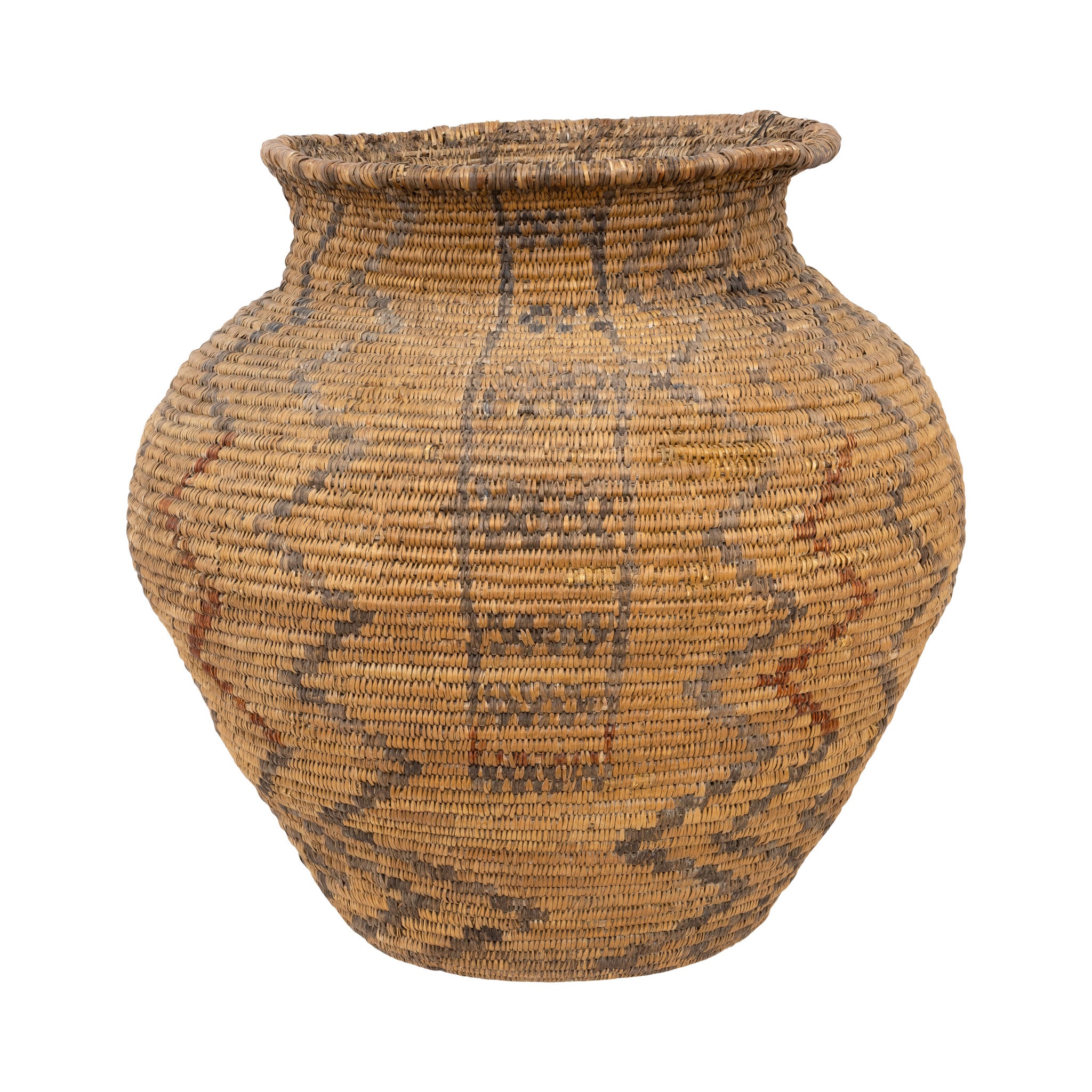 White Mountain Apache Olla, Native, Basketry, Vertical
