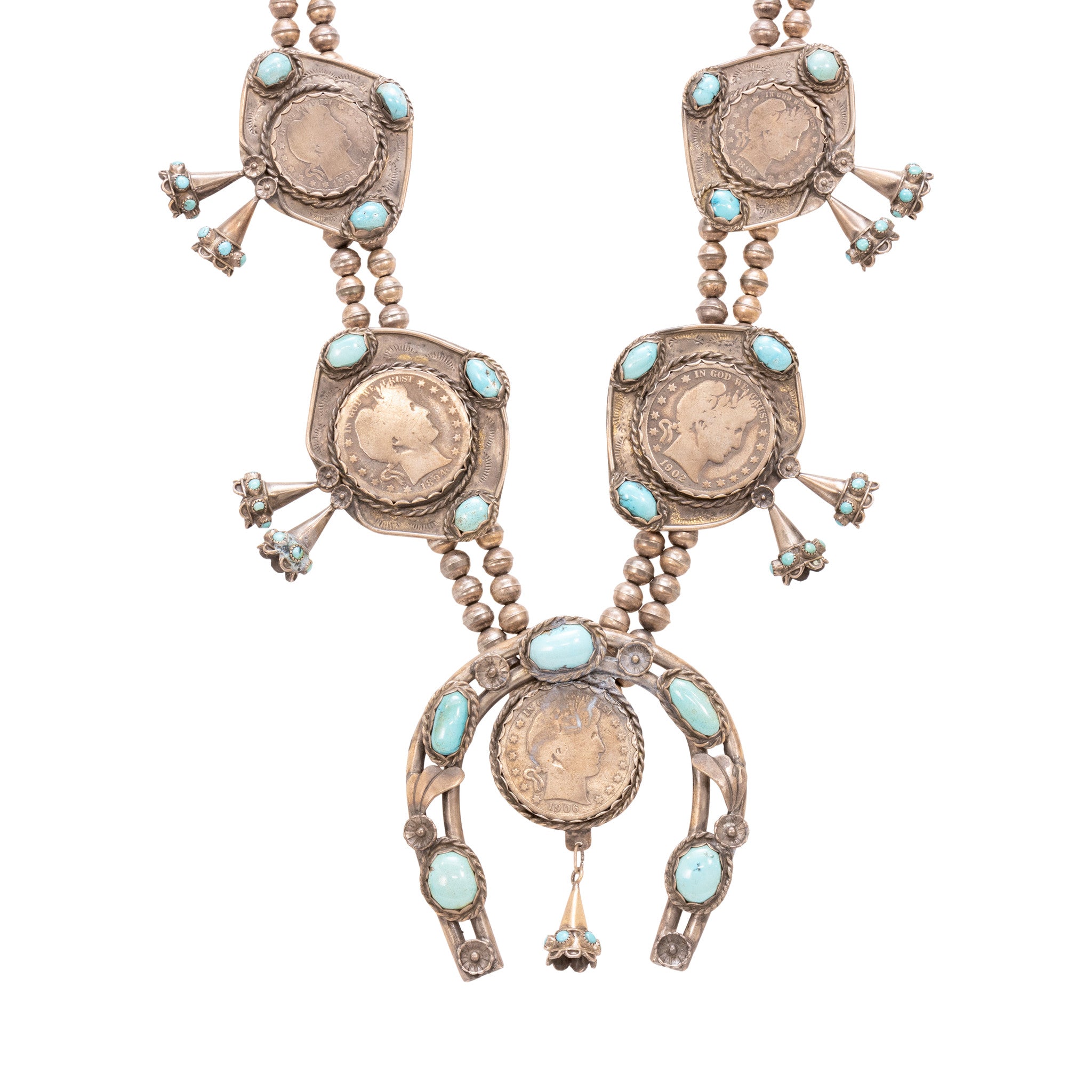 Navajo Silver Dollar Coin Squash Blossom