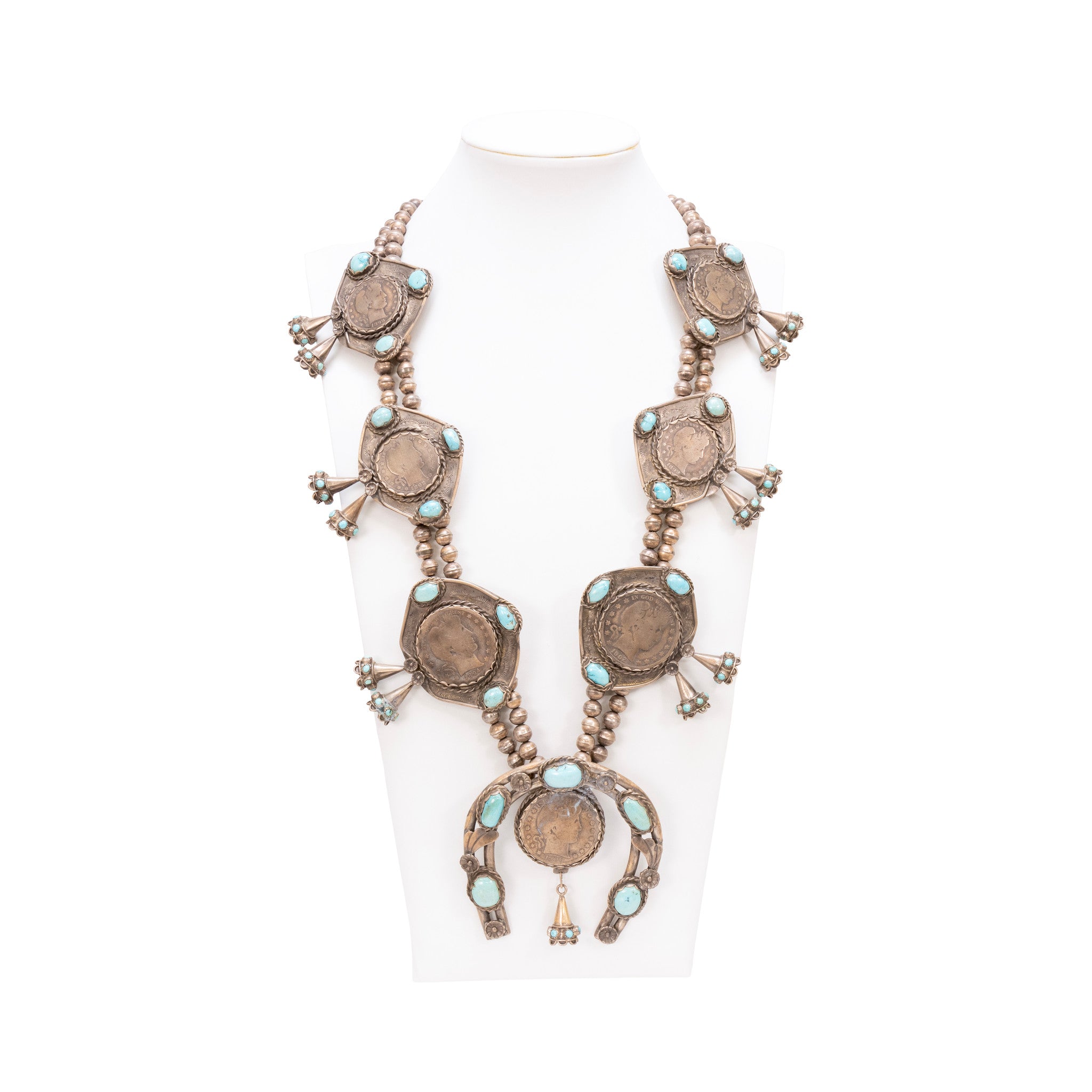 Navajo Silver Dollar Coin Squash Blossom