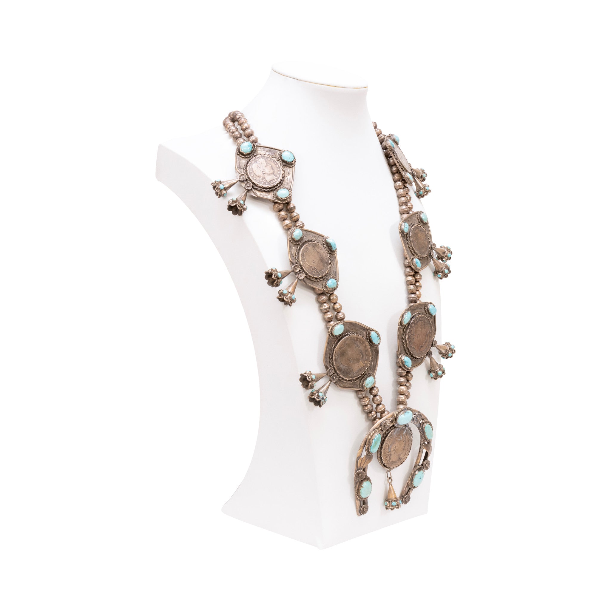 Navajo Silver Dollar Coin Squash Blossom