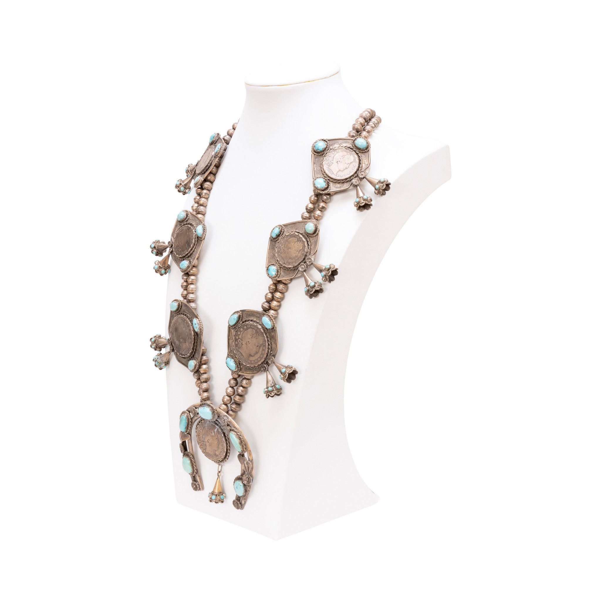 Navajo Silver Dollar Coin Squash Blossom