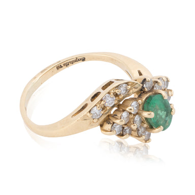 14k Gold Diamond and Emerald Ring, Jewelry, Ring, Estate