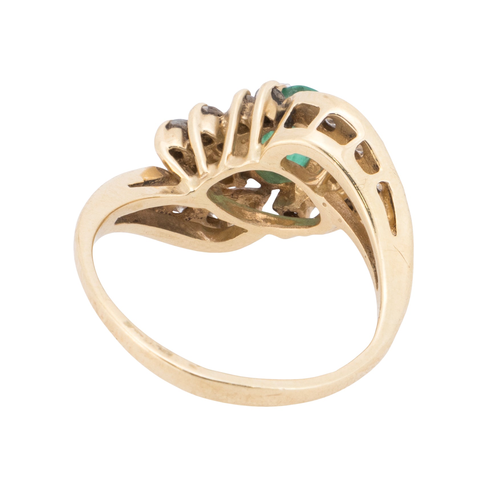 14k Gold Diamond and Emerald Ring