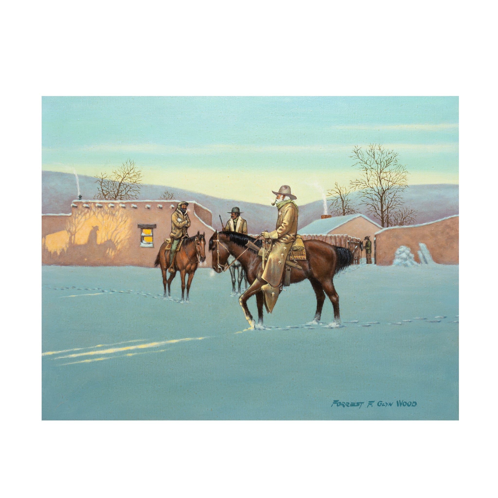 "Cold Morning Posse" by Forrest F. Glyn Wood, Fine Art, Painting, Western