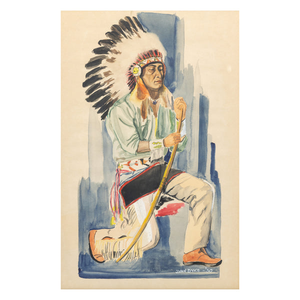 Indian with Bow by J. Van Dyke, Fine Art, Painting, Native American
