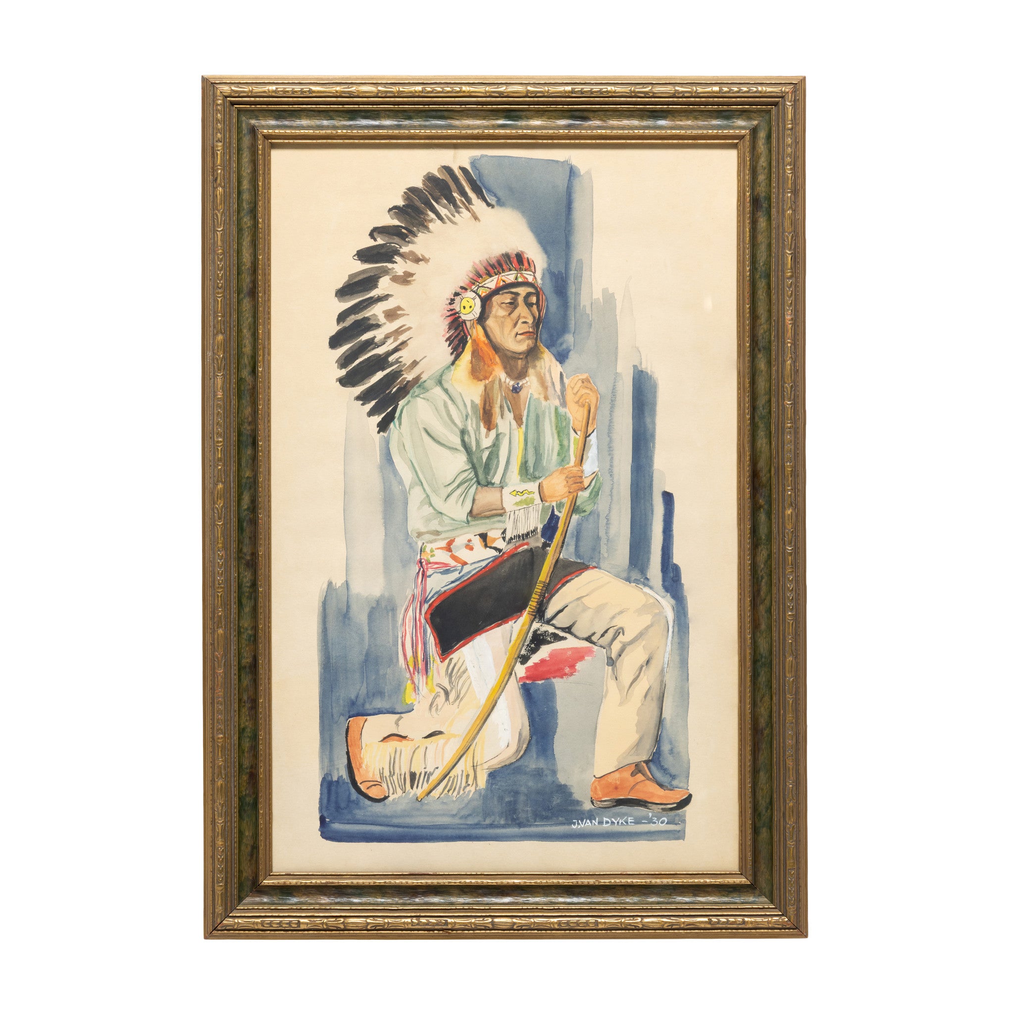 Indian with Bow by J. Van Dyke