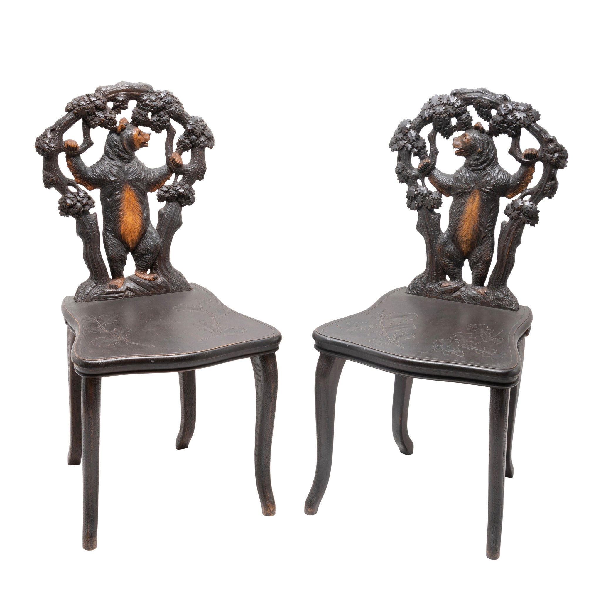 Pair of Black Forest Carved Chairs, Furnishings, Black Forest, Chair