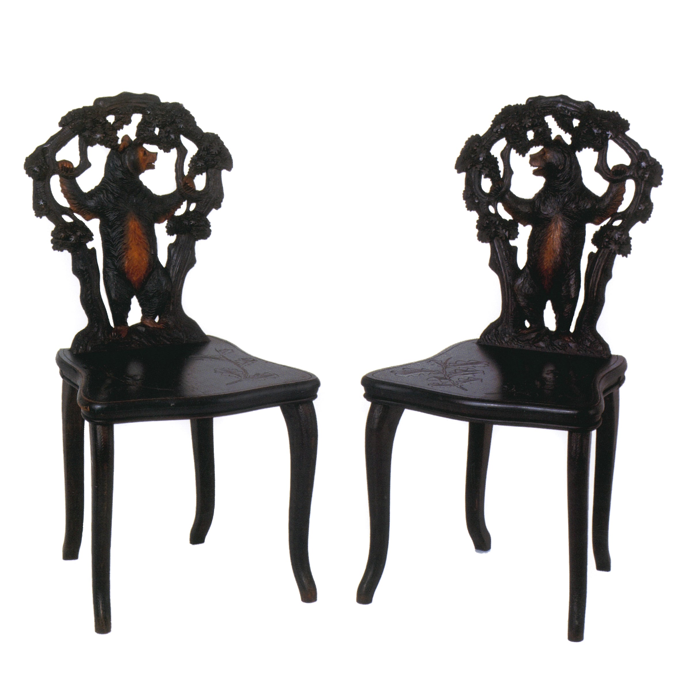 Pair of Black Forest Carved Chairs, Furnishings, Black Forest, Chair